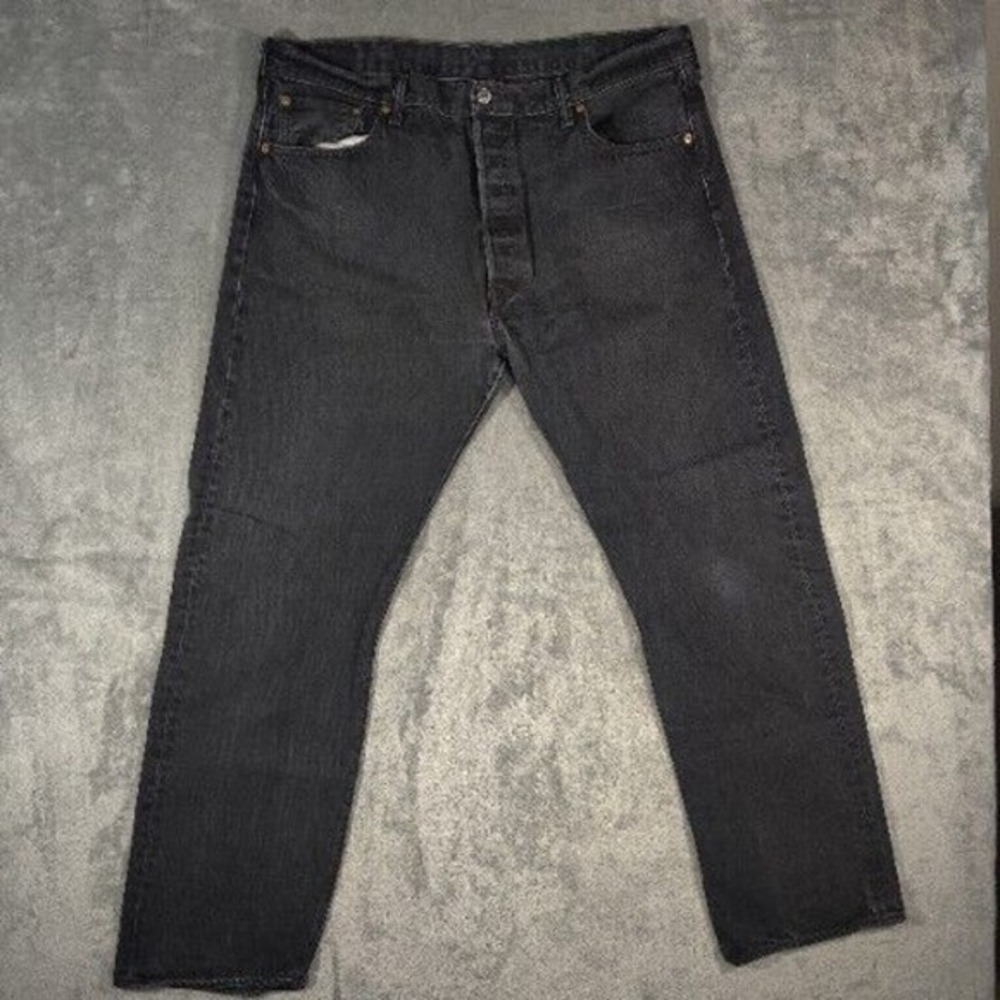Levis Jeans Mens 40x29 Black 501 Original Fit Button Fly Black Wash